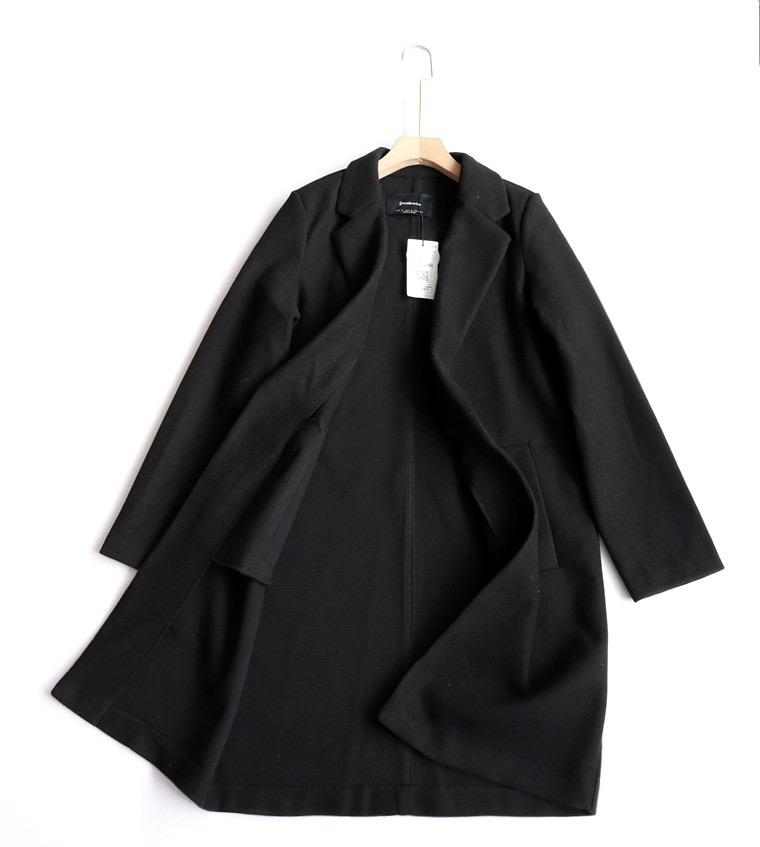 เสื้อโค้ท เสื้อโค้ทกันหนาว โค้ทวูล tailored knot coat สีเบจ แบรนด์ STRADIVARIUS สำเนา