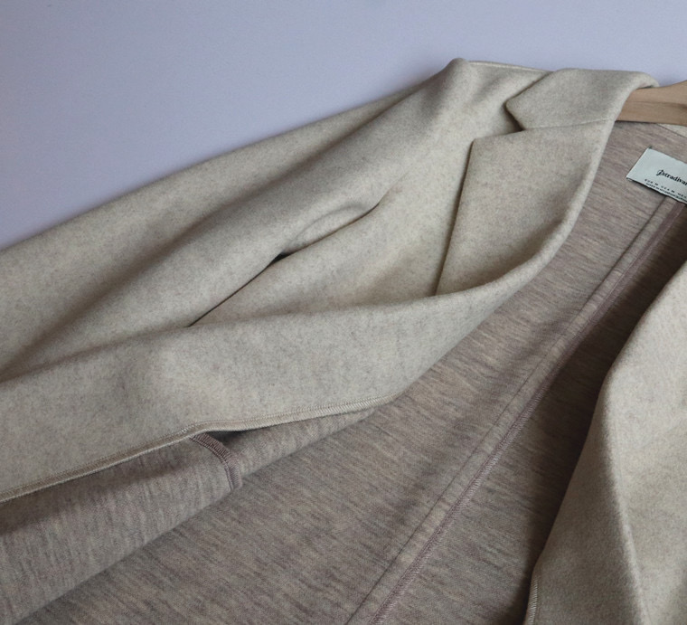 เสื้อโค้ท เสื้อโค้ทกันหนาว โค้ทวูล tailored knot coat สีเบจ แบรนด์ STRADIVARIUS สำเนา
