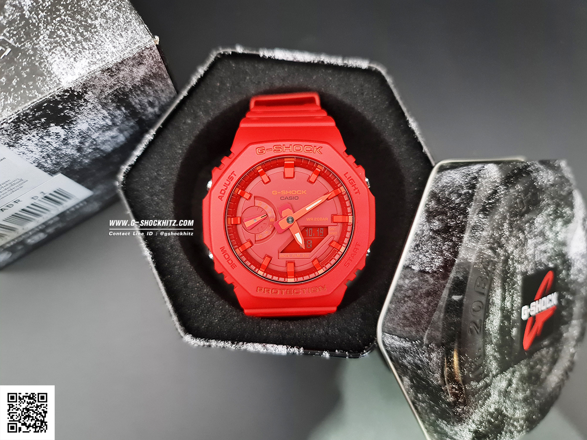 CASIO MID YEAR SALE G-SHOCK นาฬิกาข้อมือ นาฬิกากันน้ำ นาฬิกาของแท้ ประกันศูนย์ CMG 1 ปี รุ่น GA-2100-4A นาฬิกาสีแดง