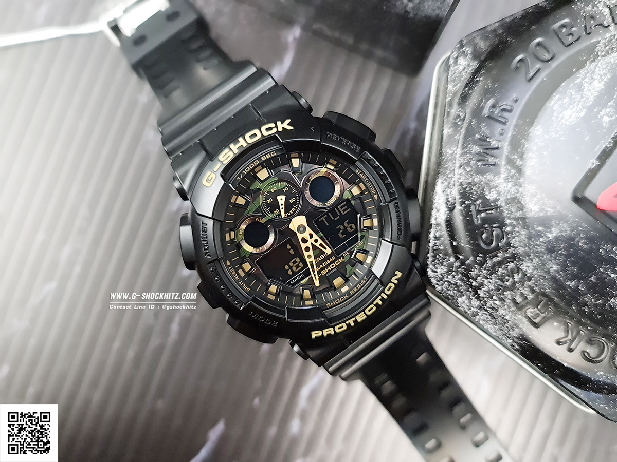 CASIO G-SHOCK นาฬิกาข้อมือ นาฬิกากันน้ำ นาฬิกาของแท้ ประกันศูนย์ CMG 1 ปี รุ่น GA-100CF-1A9 นาฬิกาสีดำ