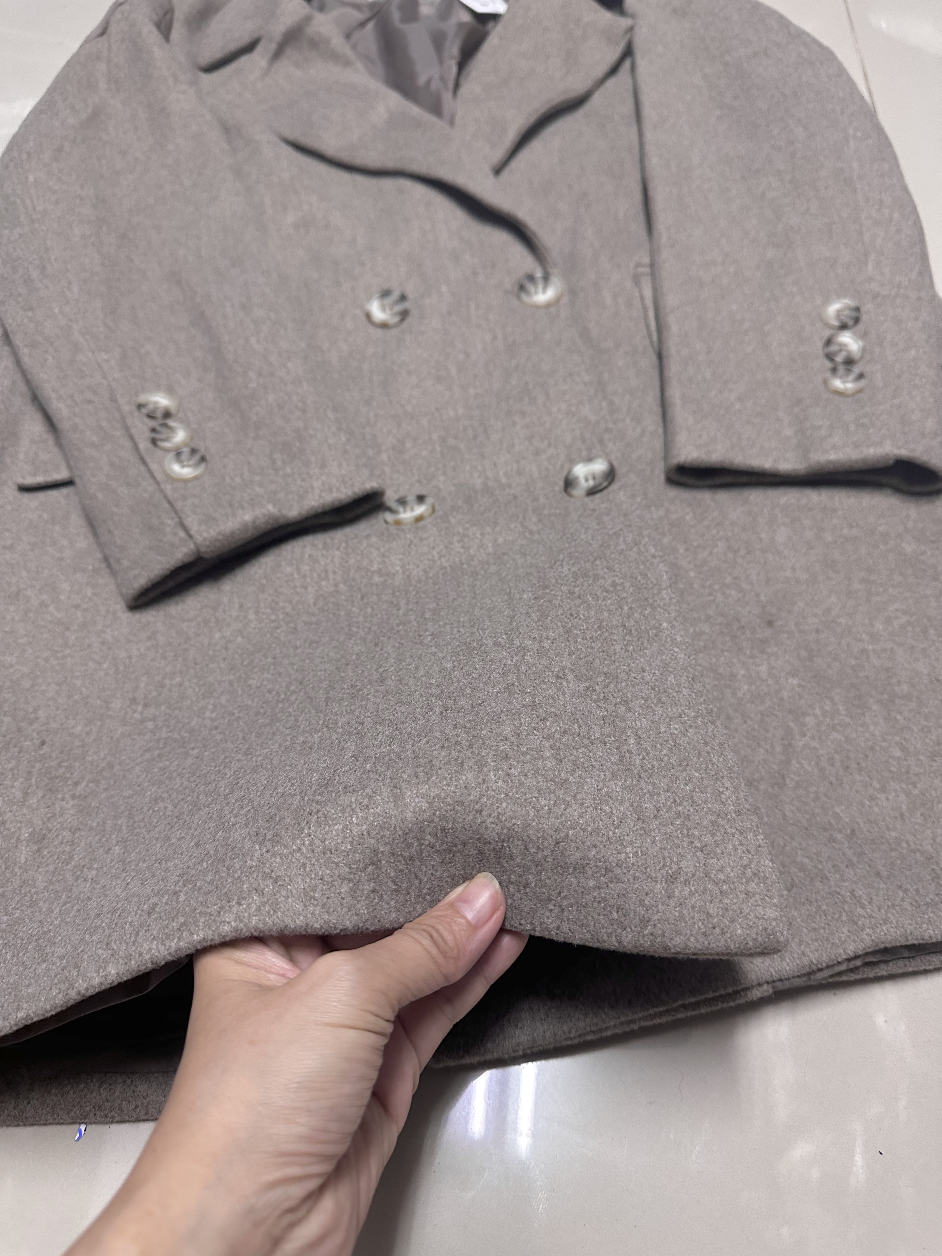 House brand เสื้อโค้ท เสื้อกันหนาว เนื้อผ้าสักหลาดวูล สีน้ำตาลอ่อน แบรนด์ HOUSE BRAND
