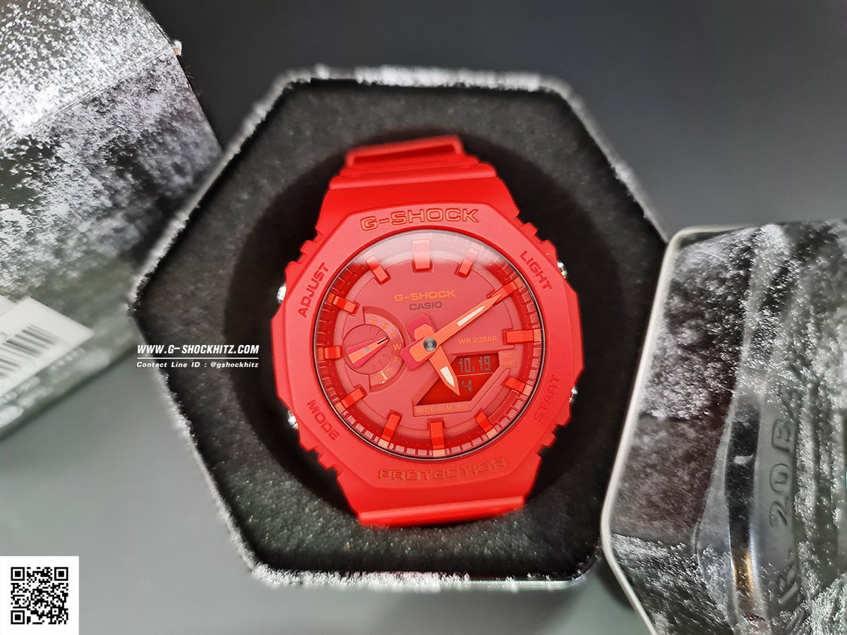 CASIO MID YEAR SALE G-SHOCK นาฬิกาข้อมือ นาฬิกากันน้ำ นาฬิกาของแท้ ประกันศูนย์ CMG 1 ปี รุ่น GA-2100-4A นาฬิกาสีแดง