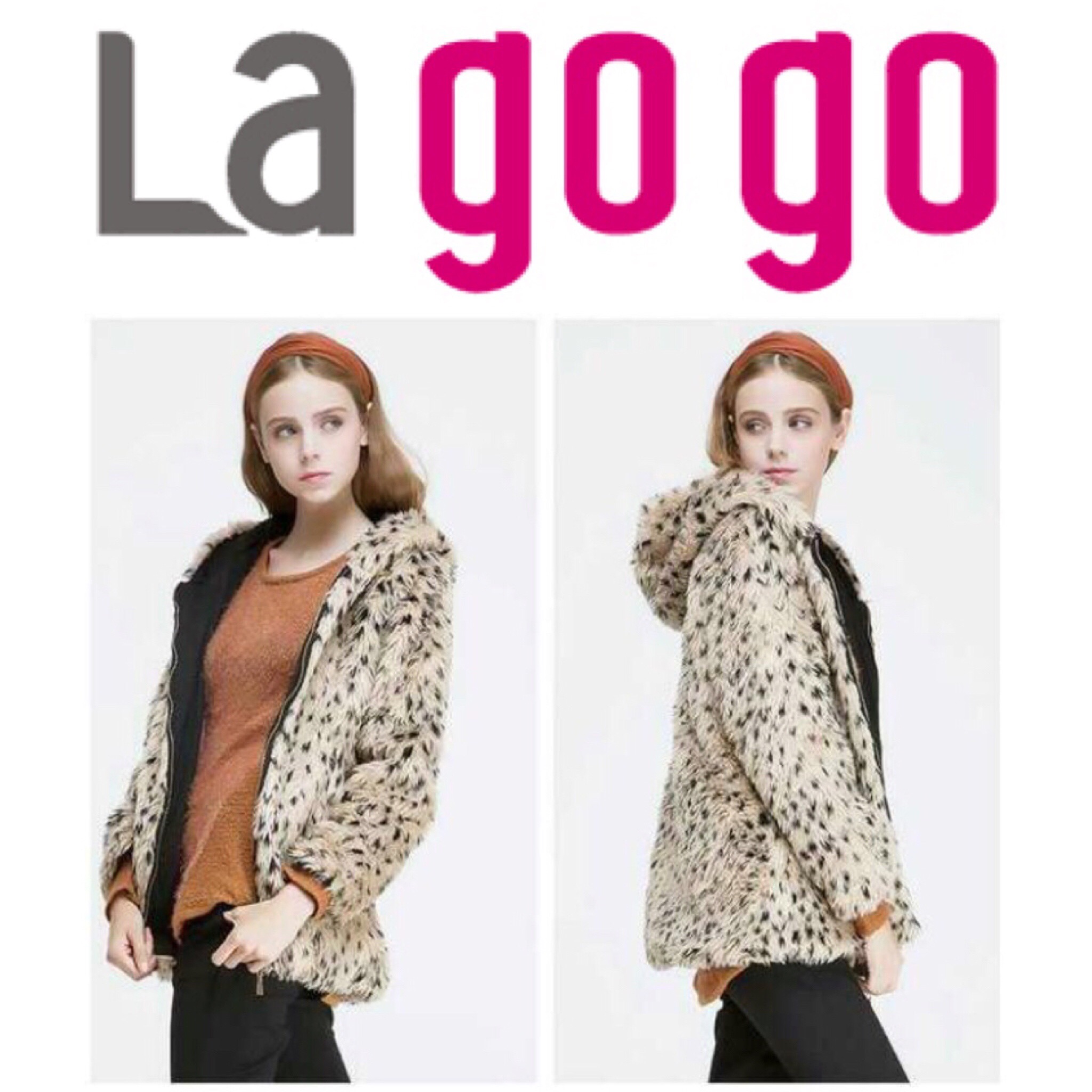 La gogo เสื้อกันหนาว เสื้อโค้ท แต่งขน ลายเสือ เสื้อขน เสื้อคลุม แบรนด์เนม La Go Go แท้100%สวยหรู ไซส์ S/M/L ลายเสือ