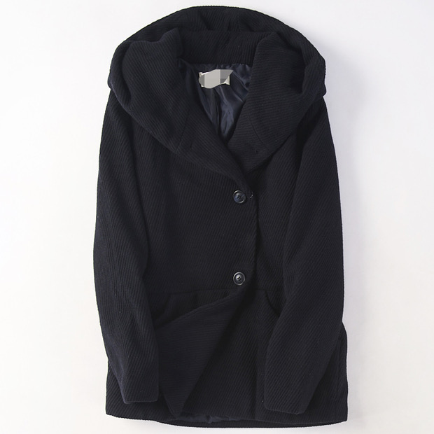 โค้ทฮู้ด เสื้อกันหนาวสักหลาดวูล ทรงPEA COAT แบรนด์ earth Music &Ecology (JAPAN) เทา