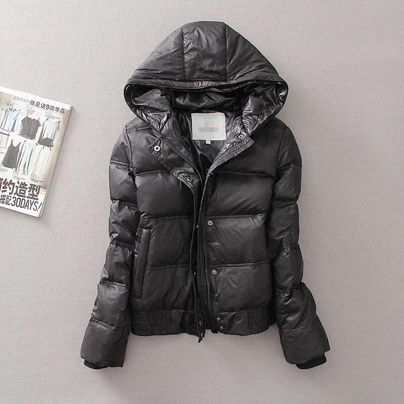 เสื้อกันหนาว ขนเป็ด แต่งหมวกฮูท สีดำ brandname ดัง ยุโรป MONCLER