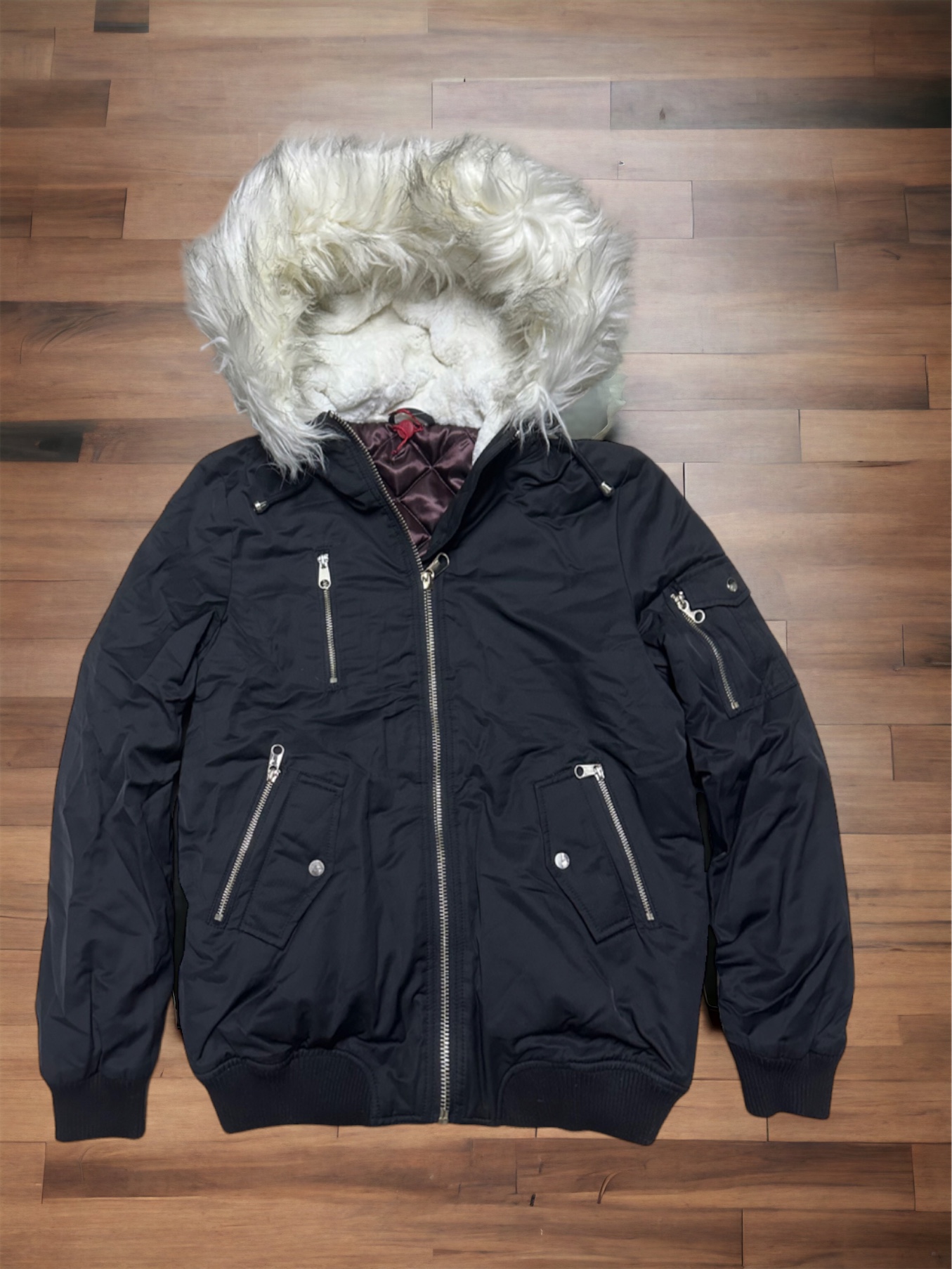Ambiance เสื้อกันหนาว เสื้อฮู้ดเฟอร์ บุนวมอุ่น แบรนด์ F&F AMBIANCE (padded puffer สำเนา สำเนา ดำ