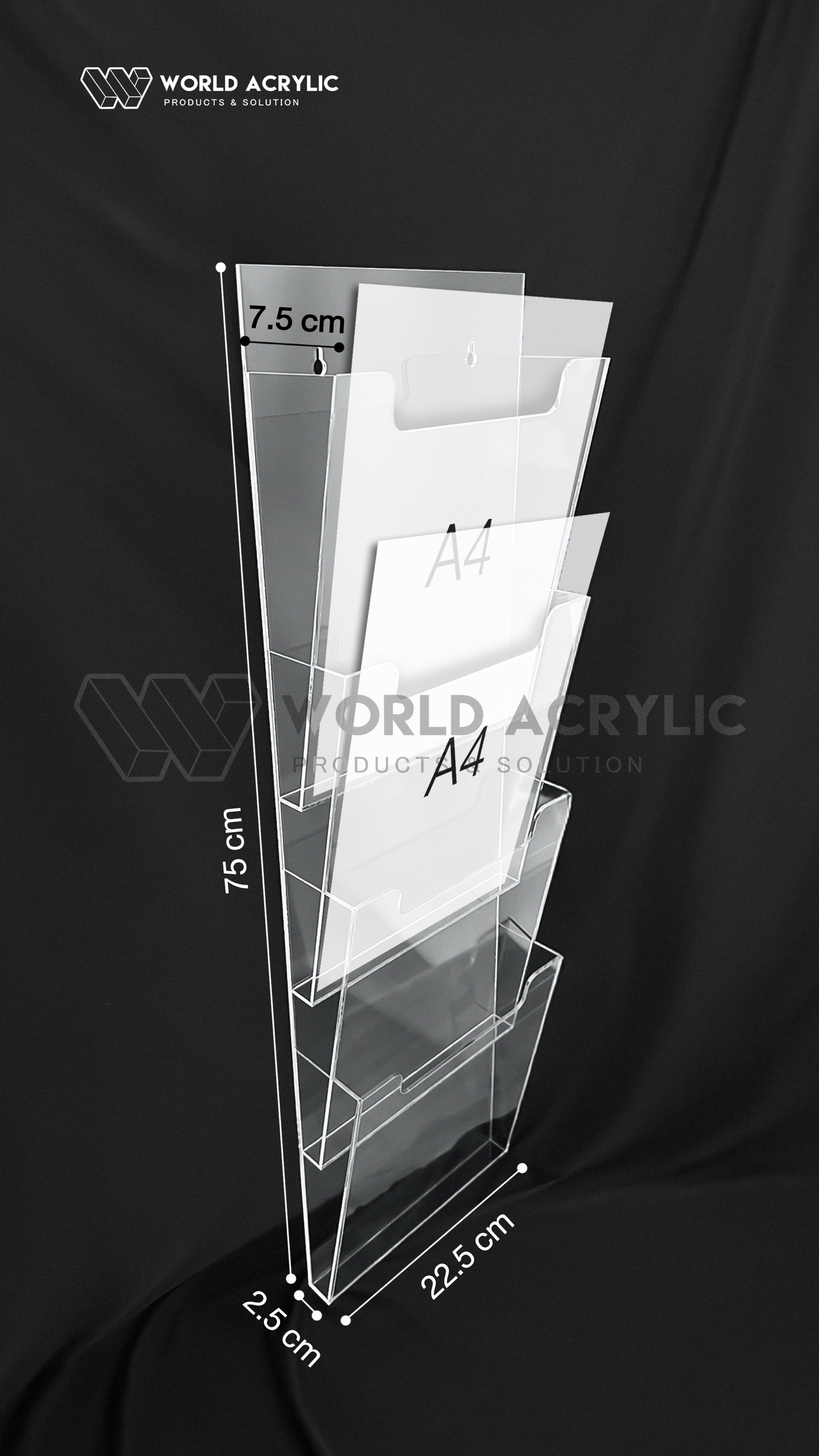 กล่องโบรชัวร์ 4 ชั้น แขวนผนัง/กล่องโบรชัวร์ติดผนัง/กล่องโบรชัวร์ A4