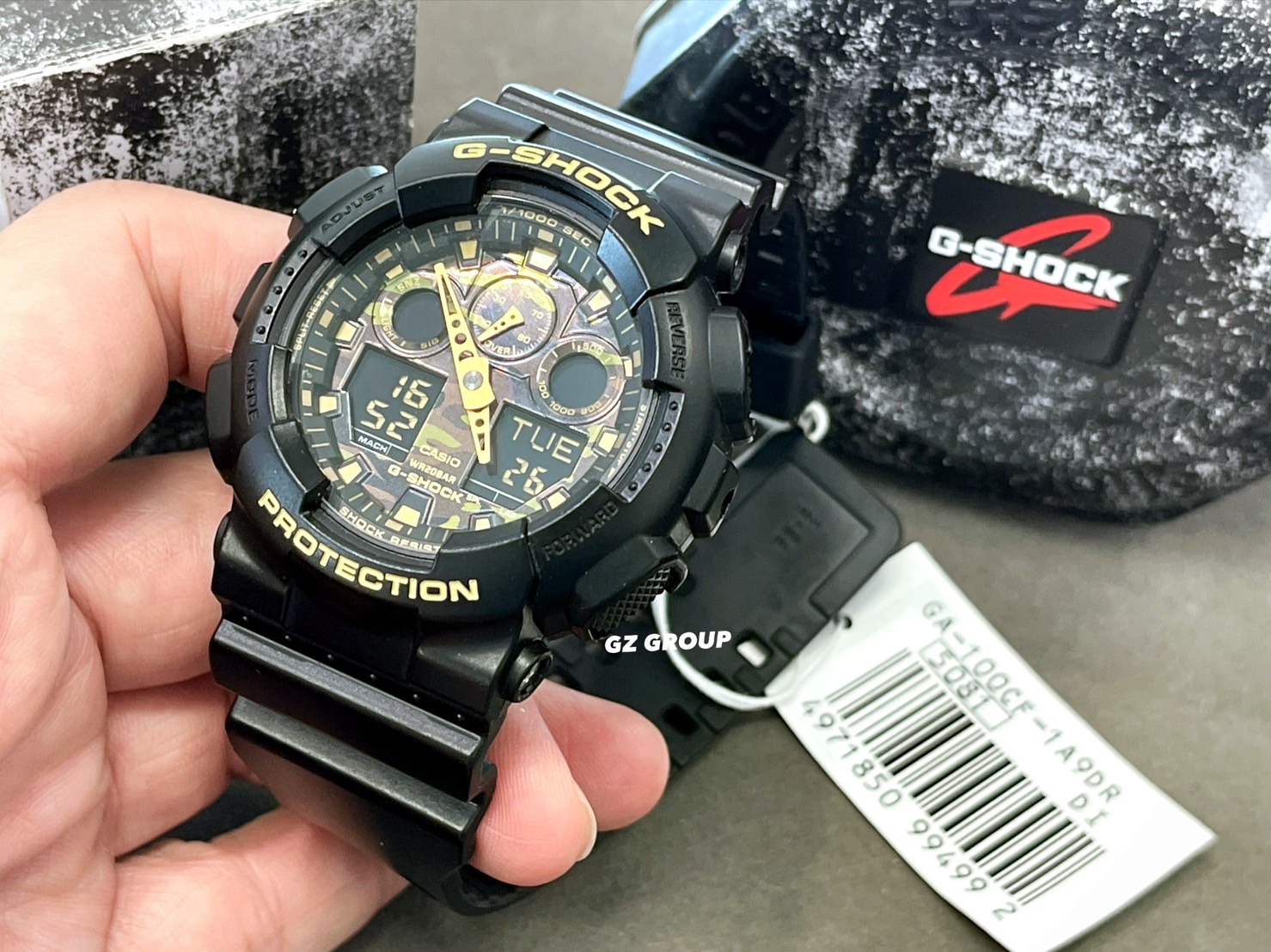 CASIO G-SHOCK นาฬิกาข้อมือ นาฬิกากันน้ำ นาฬิกาของแท้ ประกันศูนย์ CMG 1 ปี รุ่น GA-100CF-1A9 นาฬิกาสีดำ