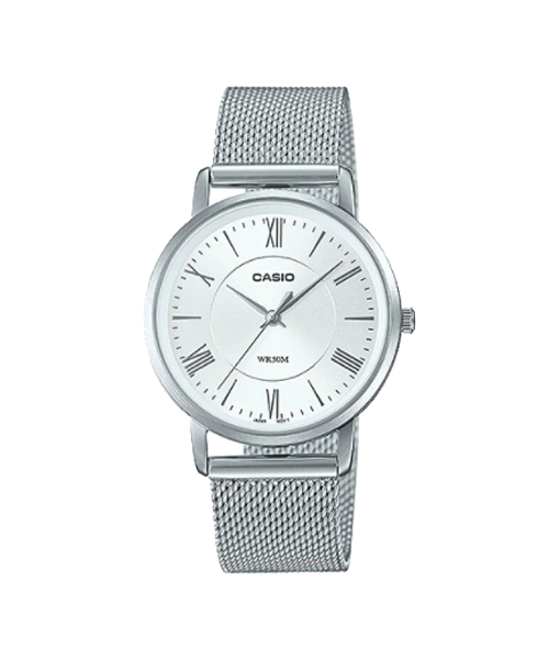 CASIO นาฬิกาคาสิโอ นาฬิกาข้อมือ นาฬิกากันน้ำ นาฬิกาของแท้ ประกันศูนย์ CMG 1 ปี รุ่น LTP-B110M-7A นาฬิกาสีเงิน