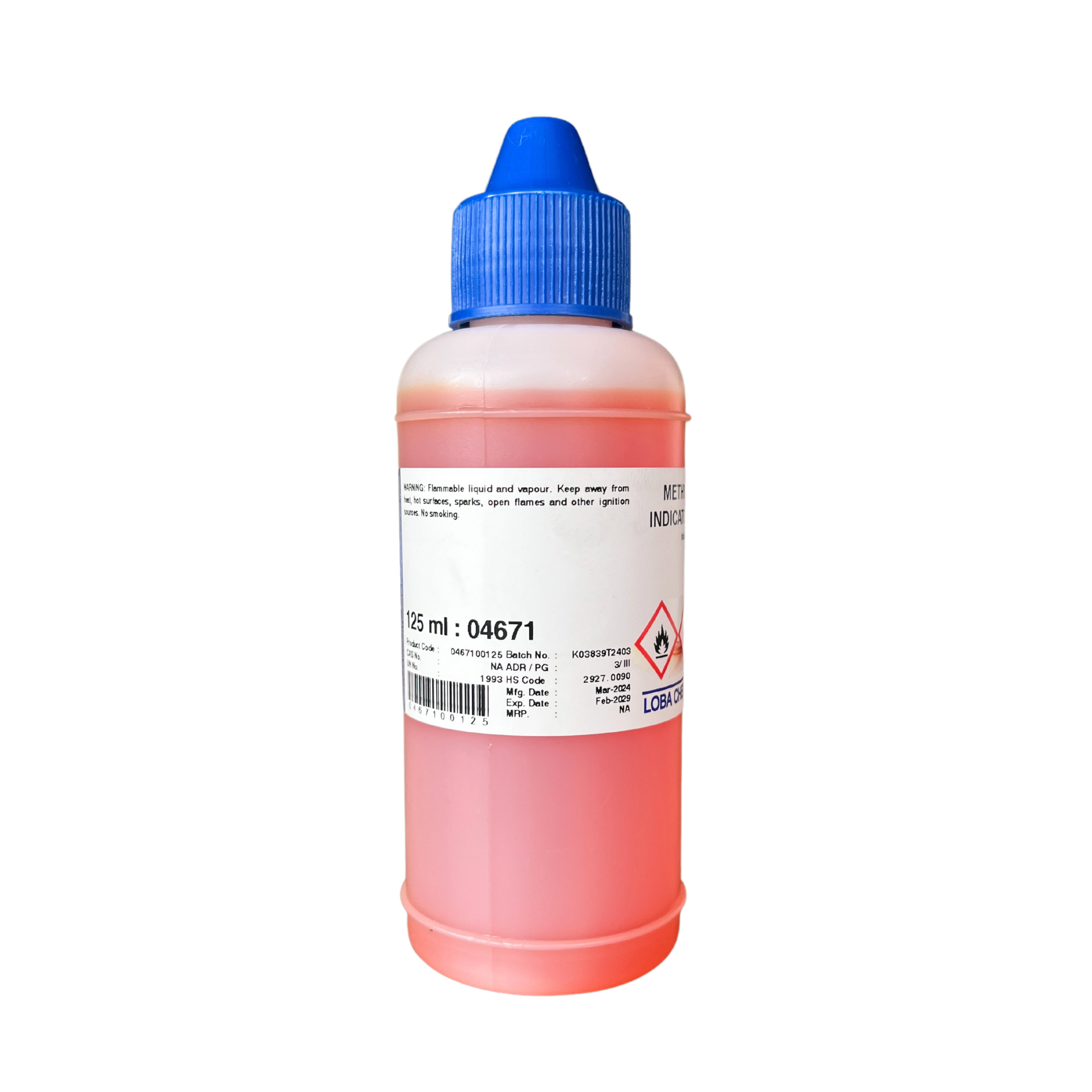 Methyl Orange Indicator Solution, Indicator Grade 125 ml. Loba Chemie™