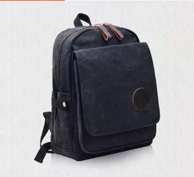 กระเป๋าเป้ กระเป๋า โน๊ตบุ๊ค เป้สะพายหลัง ผ้าcanvas ผ้ากระสอบหนา สีดำ ขนาด :สูง 42 cm /กว้าง30 cm /หนา 16 cm