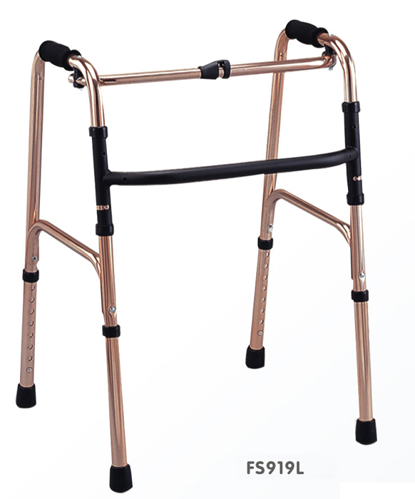 วอร์คเกอร์ช่วยเดิน Walker อลูมิเนียม สีทอง พับได้ FS919L สามารถเดินโยกซ้าย ขวา หรือล็อคได้