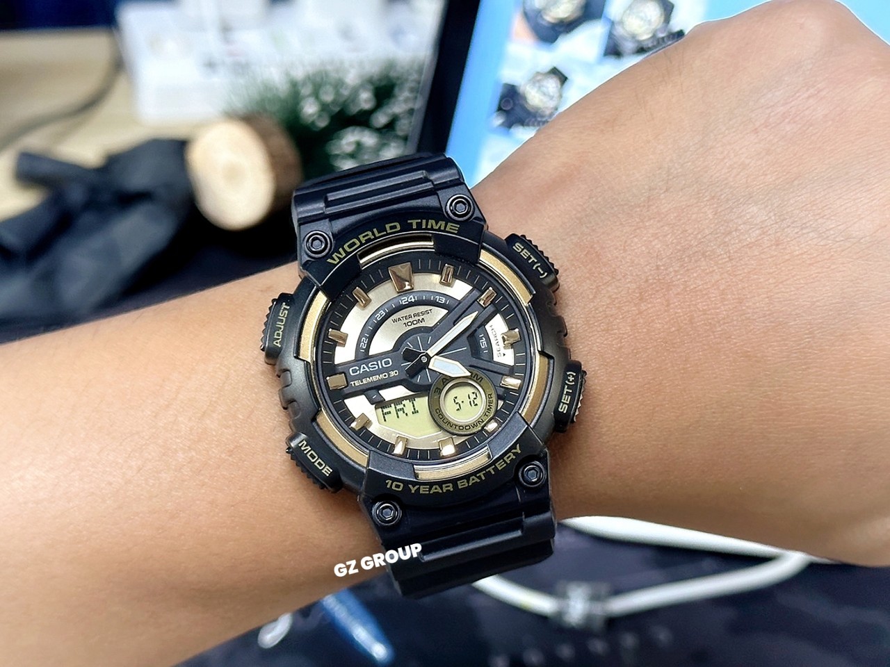 CASIO MID YEAR SALE นาฬิกาคาสิโอ พร้อมส่ง นาฬิกาข้อมือ นาฬิกากันน้ำ นาฬิกาของแท้ BTS ประกันศูนย์ CMG 1 ปี รุ่น AEQ-110BW-9A นาฬิกาสีดำ