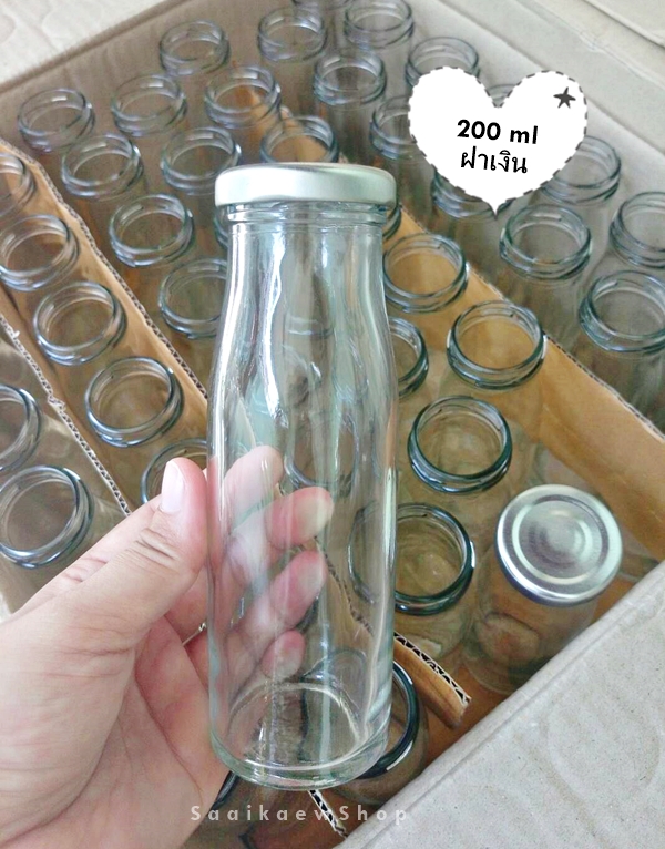 ขวดน้ำผลไม้ 200 ml ฝาสีสดใส (เขียว ฟ้า ชมพู)