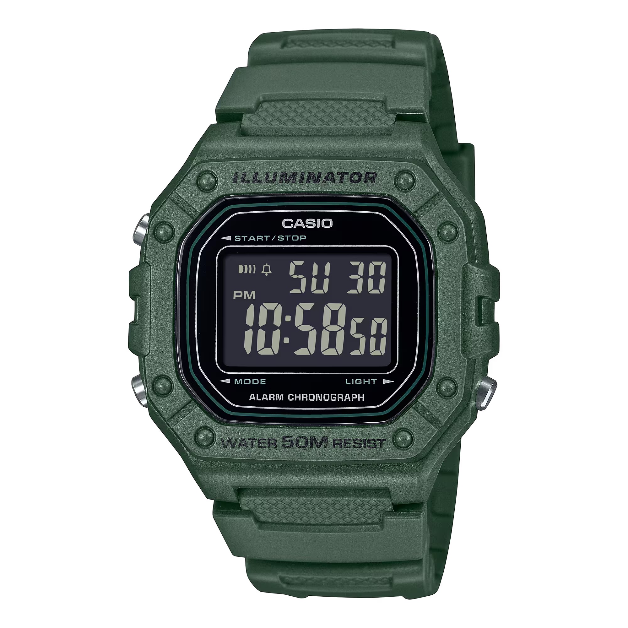 CASIO MID YEAR SALE นาฬิกาคาสิโอ นาฬิกาข้อมือ นาฬิกากันน้ำ นาฬิกาของแท้ BTS ประกันศูนย์ CMG 1 ปี รุ่น W-218H-3B นาฬิกาสีเขียว