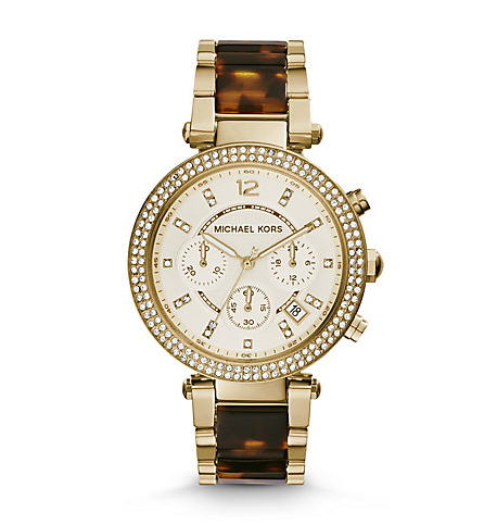 MICHAEL KOR LADIE'S WATCH (Parker Gold-Tone Stainless Steel And Tortoise Acetate) นาฬิกาผู้หญิง MK5688