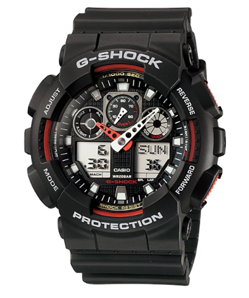 CASIO G-SHOCK นาฬิกาข้อมือ นาฬิกากันน้ำ นาฬิกาของแท้ ประกันศูนย์ CMG 1 ปี รุ่น GA-100-1A4 นาฬิกาสีดำ