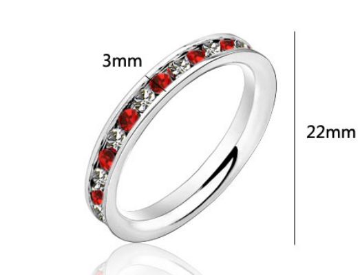 แหวนเงิน 316L Stainless Steel ใส่ เพชร CZ AAA ทับทิม สีแดง สด สุดหรู สลับ เพชร สีขาว สวยหรู มีระดับ แหวนหมั้น แหวนแต่งงาน 577050
