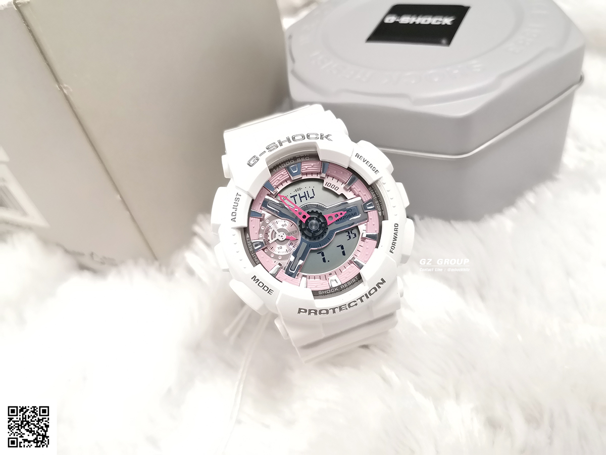 CASIO MID YEAR SALE G-SHOCK พร้อมส่ง นาฬิกาข้อมือ นาฬิกากันน้ำ นาฬิกาของแท้ ประกันศูนย์ CMG 1 ปี รุ่น GMA-S110MP-7A นาฬิกาสีขาว