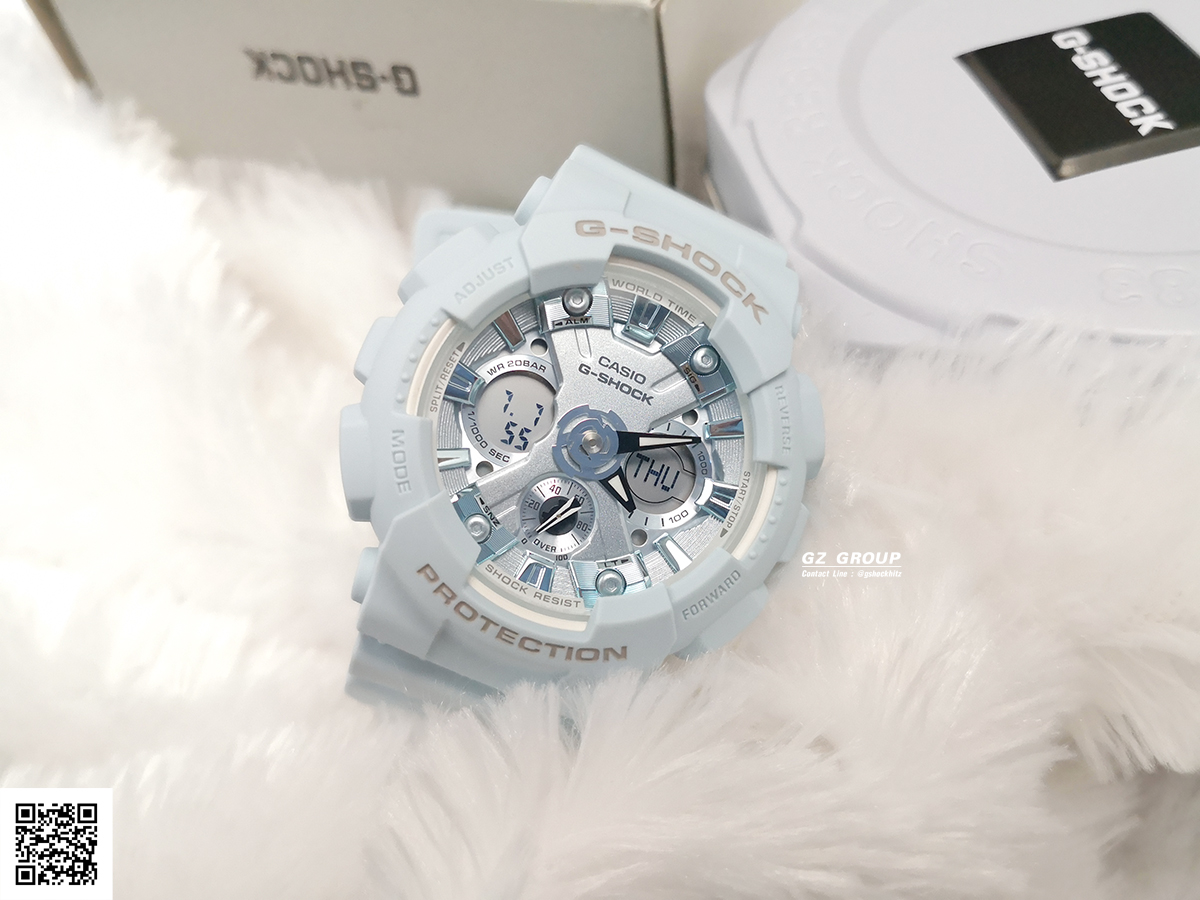 CASIO G-SHOCK นาฬิกาข้อมือ นาฬิกากันน้ำ นาฬิกาของแท้ ประกันศูนย์ CMG 1 ปี รุ่น GMA-S120DP-2A นาฬิกาสีฟ้้้า