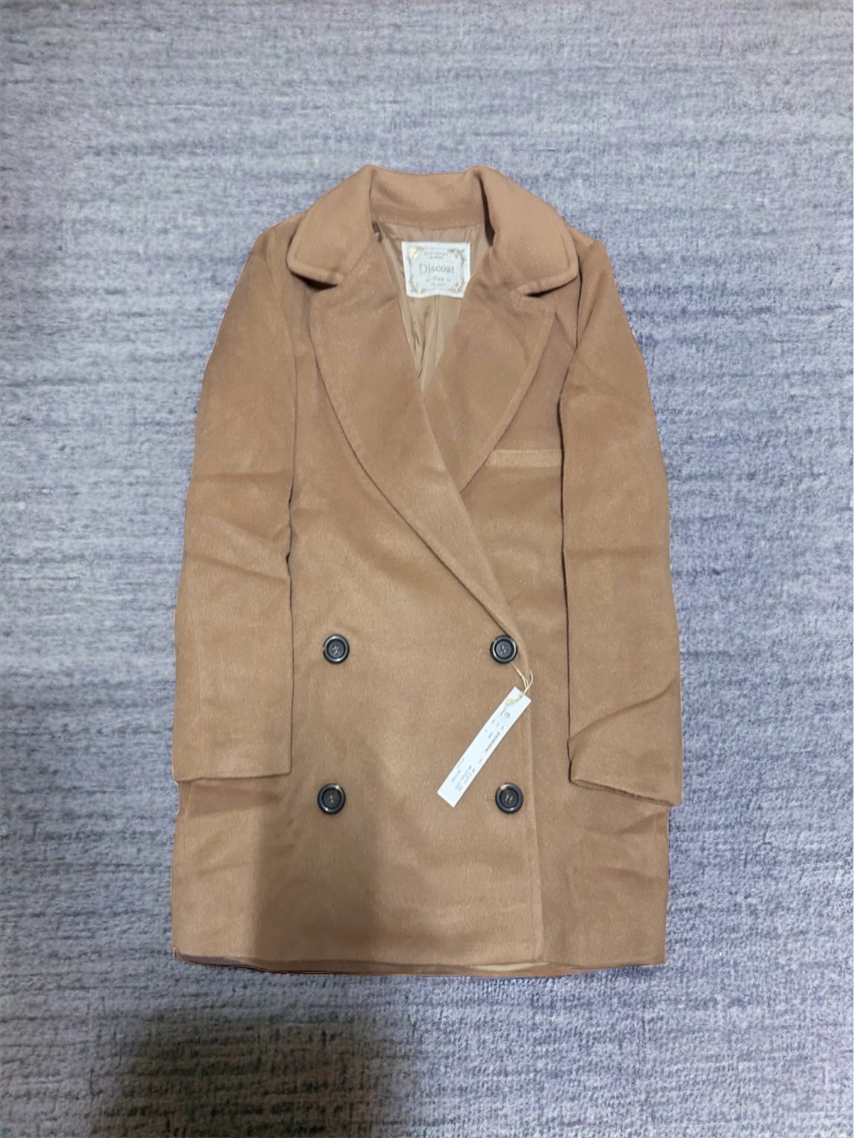 เสื้อโค้ท peacoat เสื้อโค้ทเฟอร์ โค้ทสักหลาดสีน้ำตาลกากี แบรนด์ DISCOAT(Japan)
