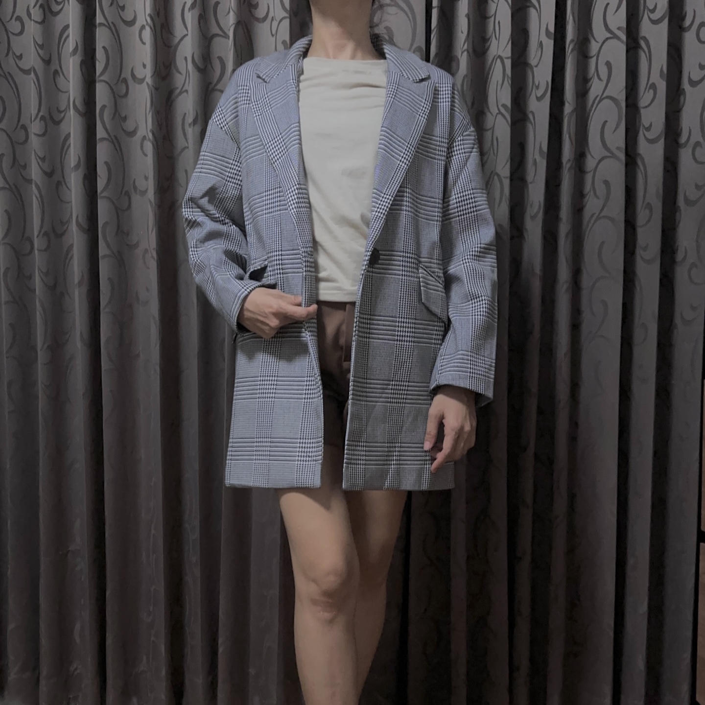 เสื้อโค้ท เสื้อคลุม ทรงสูท ลายตารางเทาดำ เสื้อคลุม เบลเซอร์ Blazer checked ❄️แบรนด์✨H&M✨ แท้💯% แบรนด์