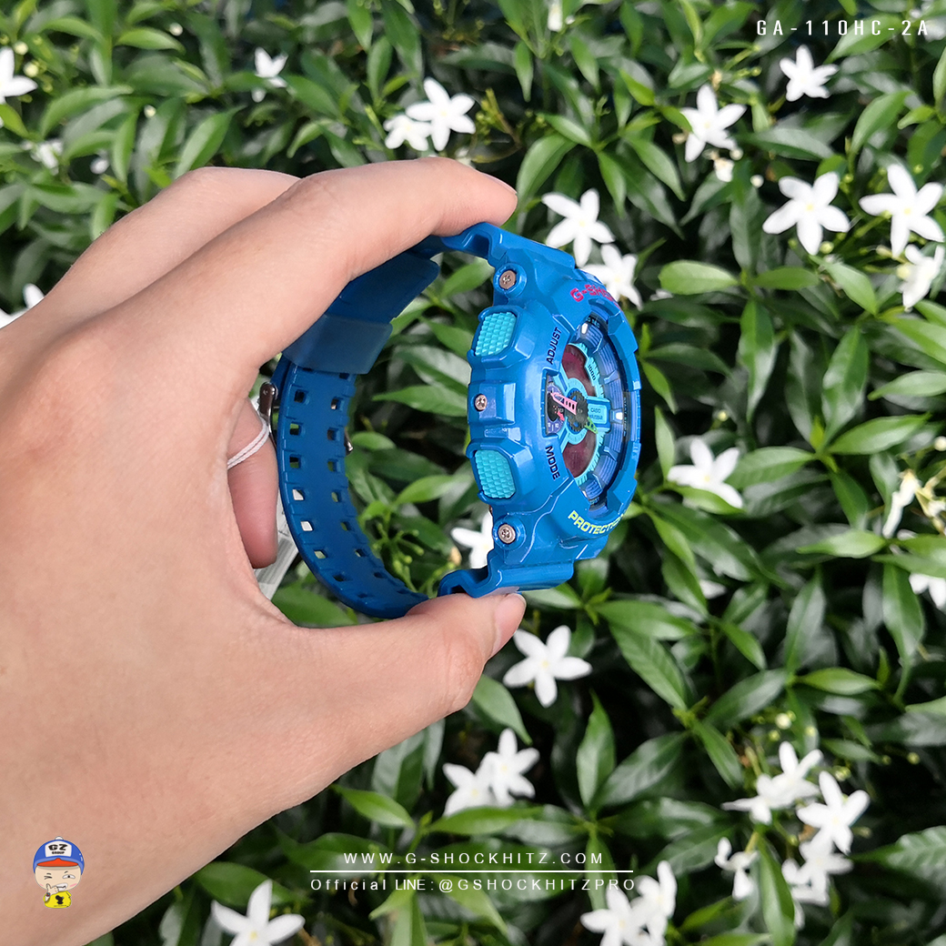 CASIO G-SHOCK นาฬิกาข้อมือ นาฬิกากันน้ำ นาฬิกาของแท้ ประกันศูนย์ CMG 1 ปี รุ่น GA-110HC-2ADR นาฬิกาสีน้้ำเงิน