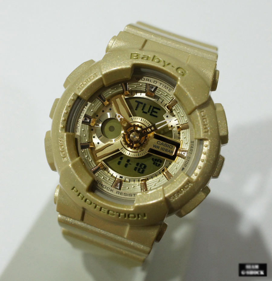 CASIO BABY-G นาฬิกาข้อมือ นาฬิกากันน้ำ นาฬิกาของแท้ ประกันศูนย์ CMG 1 ปี รุ่น BA-111-9A นาฬิกาสีทอง
