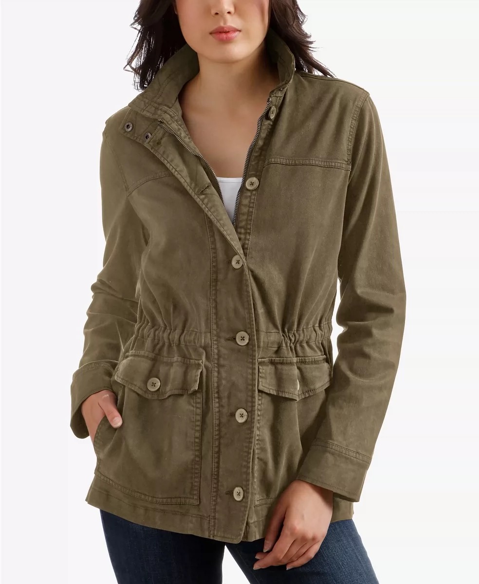 LUCKY BRAND เสื้อนอกเขียวทหาร เสื้อแจ็คเก็ต แนวทหาร แพทเทิน Lucky brandสวย เท่ห์ มาก แบรนด์ In extenso สำเนา เขียว