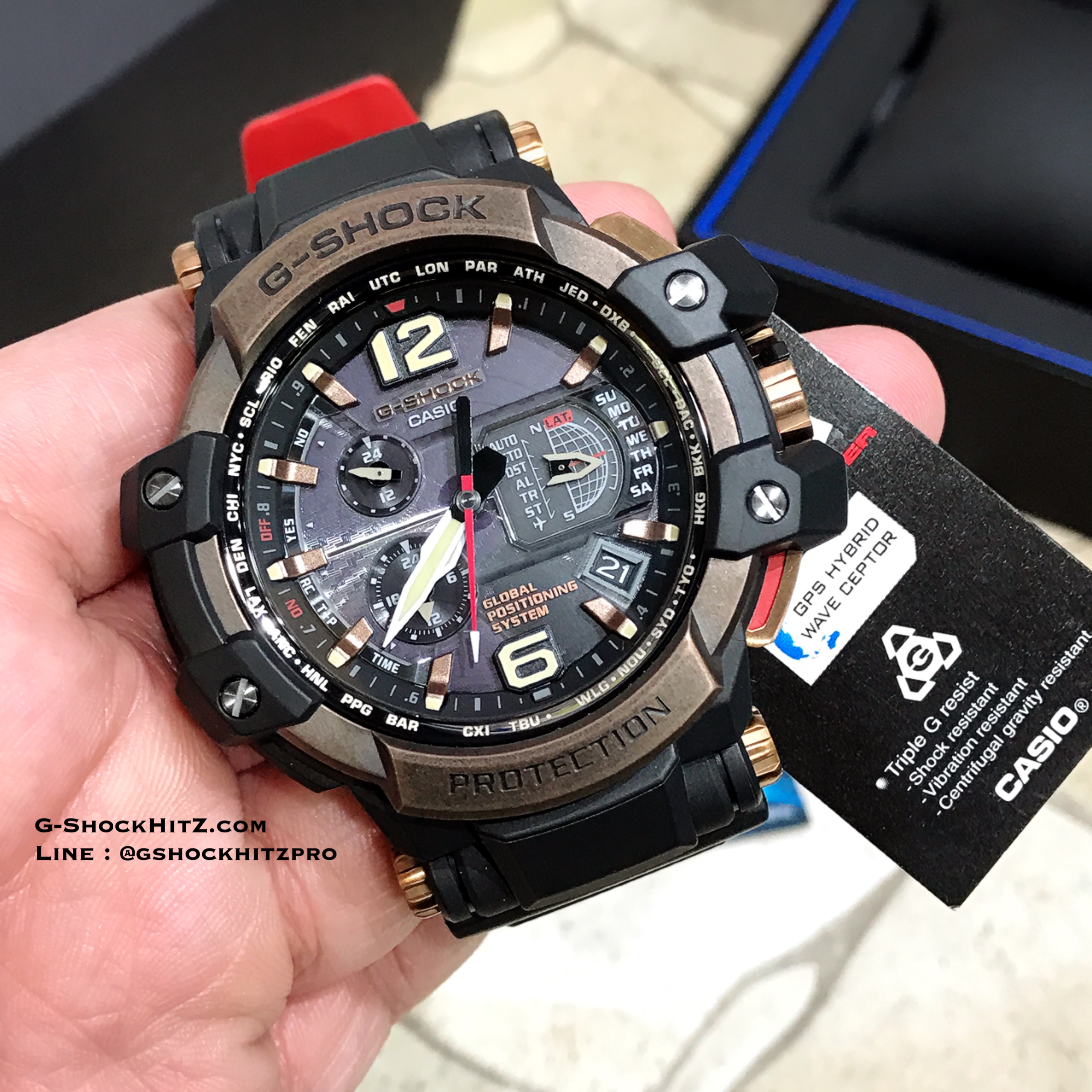 CASIO G-SHOCK นาฬิกาข้อมือ นาฬิกากันน้ำ นาฬิกาของแท้ ประกันศูนย์ CMG 1 ปี รุ่น GPW-1000RG-1A นาฬิกาสีดำ