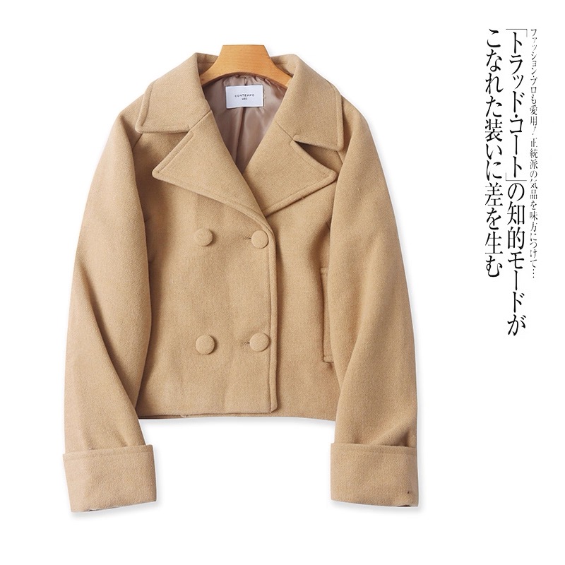Love tree เสื้อโค้ทกันหนาว เสื้อกันหนาว peacoat contempoโค้ทวูล สีcamel belt coat สีครีมเบจ แบรนด์ ANNA FIELD สำเนา Camel