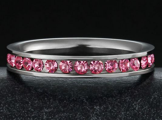 แหวนเงิน แหวนผู้หญิง แหวนหมั้น แหวนแต่งงาน Stainless Steel แท้ ฝังเพชร สีชมพู รอบวง Pink Sapphire แหวนให้แฟน สุดหรู 586565