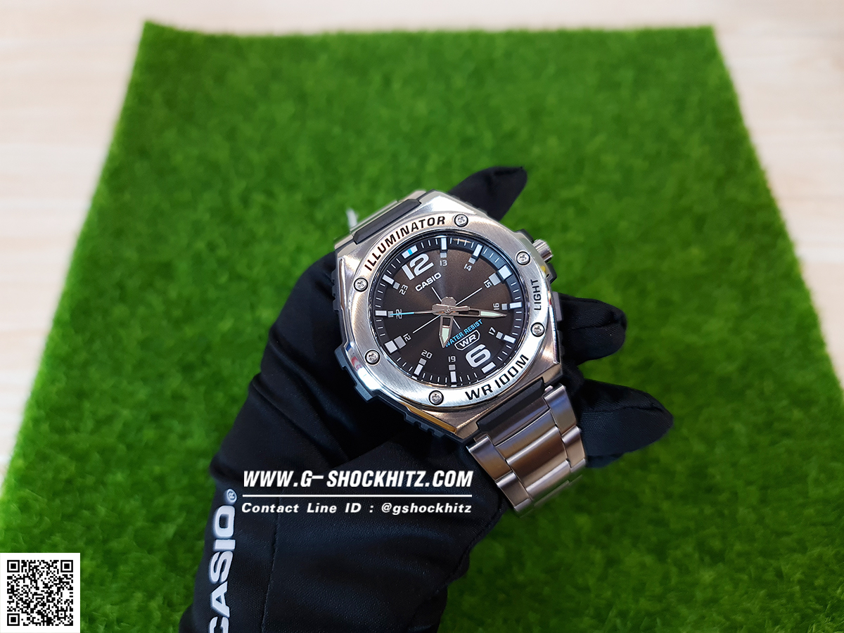 CASIO นาฬิกาคาสิโอ นาฬิกาข้อมือ นาฬิกากันน้ำ นาฬิกาของแท้ ประกันศูนย์ CMG 1 ปี รุ่น MWA-100HD-1A นาฬิกาสีเงิน