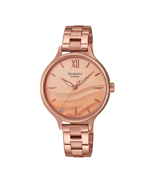 CASIO SHEEN นาฬิกาข้อมือ นาฬิกากันน้ำ นาฬิกาของแท้ ประกันศูนย์ CMG 1 ปี รุ่น SHE-4550PG-4A นาฬิกาสีชมพู