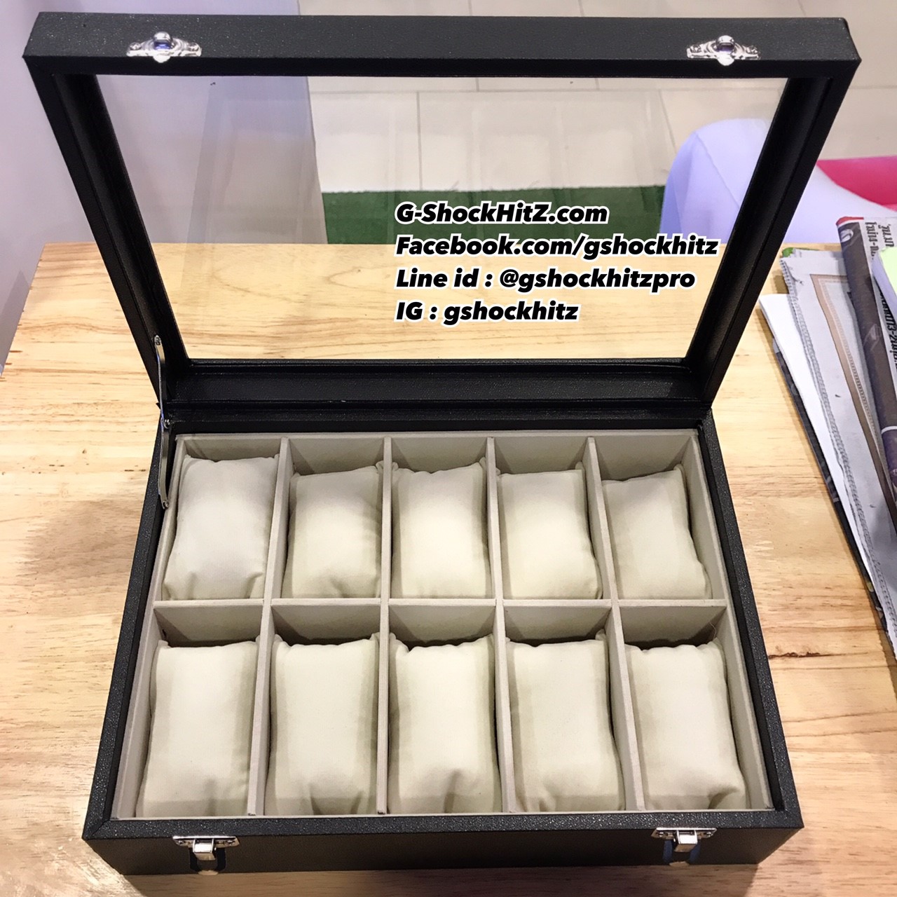 กล่องเก็บนาฬิกา 10 เรือน พร้อมส่ง กล่องนาฬิกา กล่องใส่นาฬิกา สีดำ / สีแดง / สีเทา / สีครีม