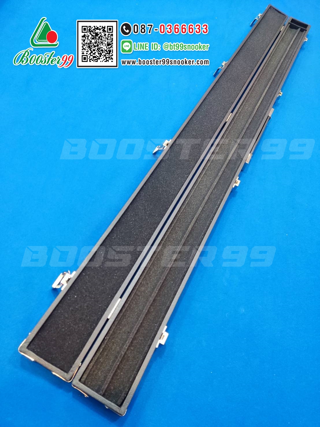 กล่อง ไม้คิวต่อ 2ท่อน 3/4ส่วน หนังPU สีดำล้วน เกรด B (ราคาต่อ 1 ใบ)