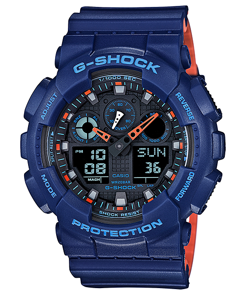 CASIO G-SHOCK นาฬิกาข้อมือ นาฬิกากันน้ำ นาฬิกาของแท้ ประกันศูนย์ CMG 1 ปี รุ่น GA-100L-2A นาฬิกาสีน้้ำเงิน