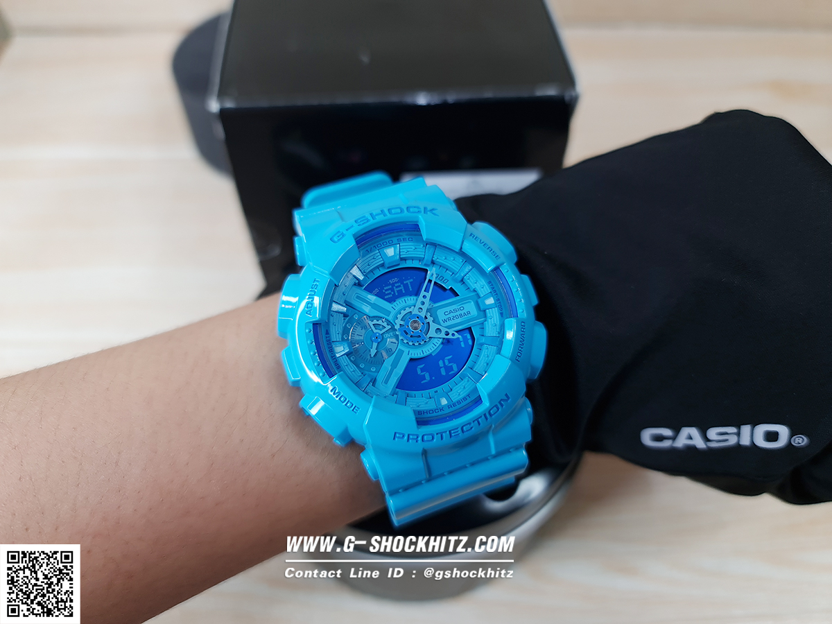 CASIO G-SHOCK G-SHOCK นาฬิกาข้อมือ นาฬิกากันน้ำ นาฬิกาของแท้ ประกันศูนย์ CMG 1 ปี รุ่น GA-110B-2 นาฬิกาสีฟ้า