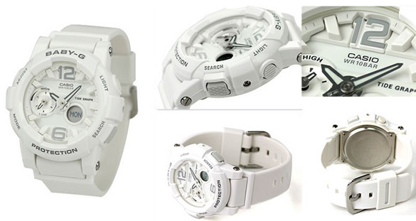 CASIO BABY-G นาฬิกาข้อมือ นาฬิกากันน้ำ นาฬิกาของแท้ ประกันศูนย์ CMG 1 ปี รุ่น BGA-180-7B1 นาฬิกาสีขาว