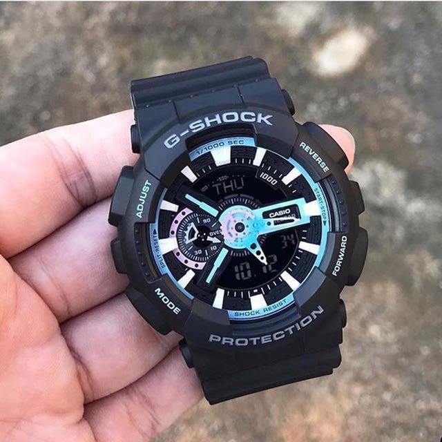CASIO G-SHOCK นาฬิกาข้อมือ นาฬิกากันน้ำ นาฬิกาของแท้ ประกันศูนย์ CMG 1 ปี รุ่น GA-110PC-1A นาฬิกาสีดำ
