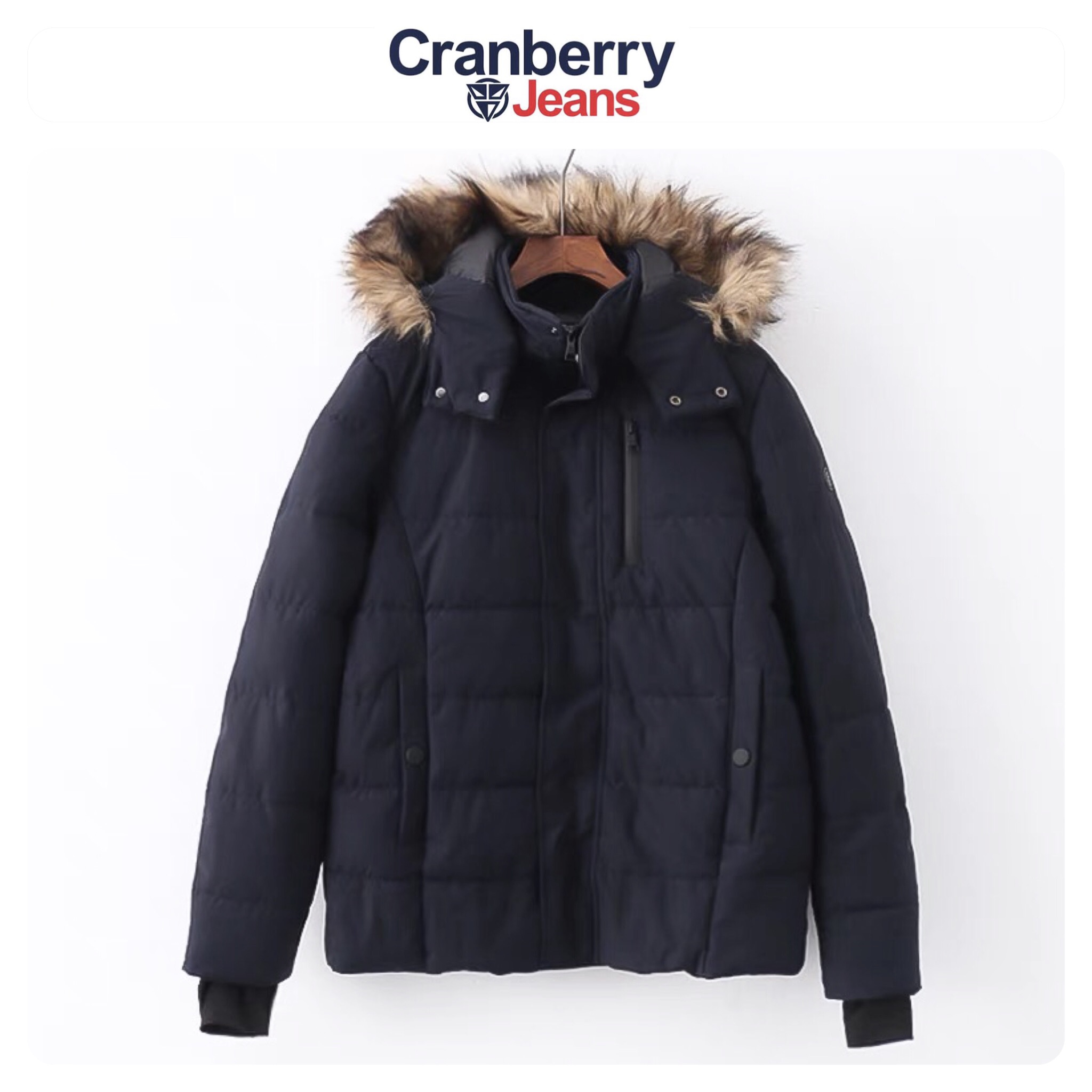 เสื้อกันหนาว เสื้อฮู้ดเฟอร์ บุนวมอุ่น สีขาว แบรนด์ Cranberry jeans (padded puffer coat สำเนา ขาว