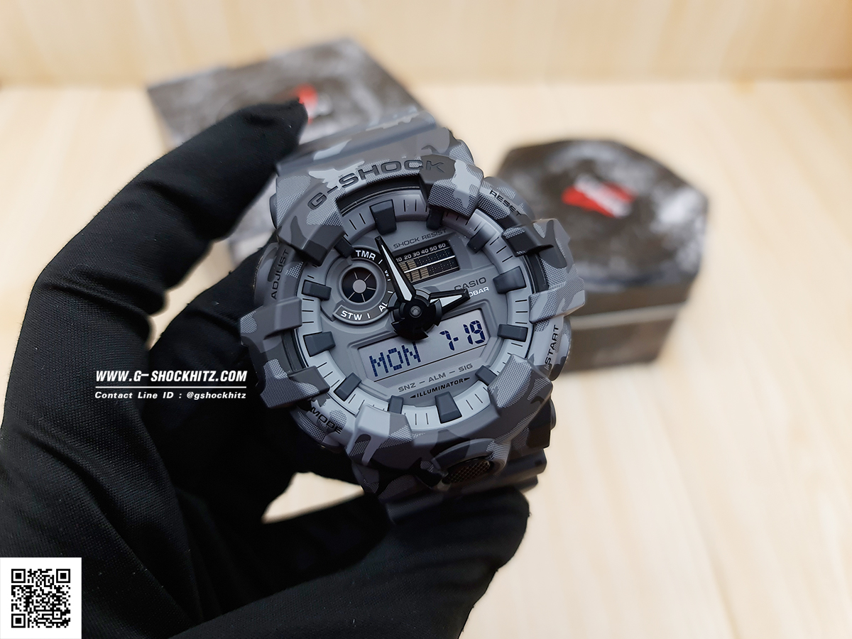 CASIO G-SHOCK นาฬิกาข้อมือ นาฬิกากันน้ำ นาฬิกาของแท้ ประกันศูนย์ CMG 1 ปี รุ่น GA-700CM-8A นาฬิกาสีเทา