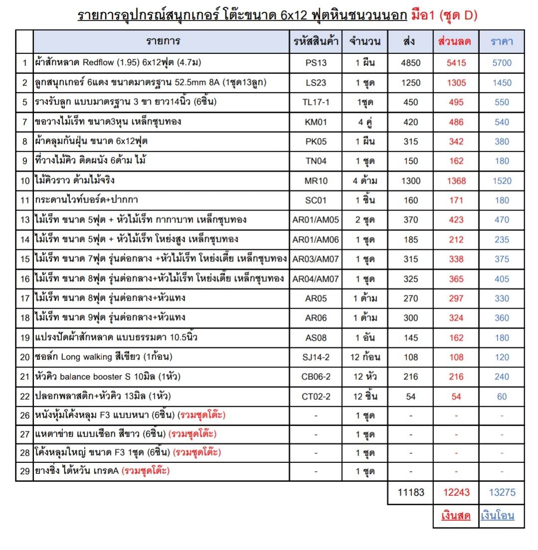 โต๊ะสนุกเกอร์มือ1 ขนาด6x12ฟุต หินชนวนนอกพร้อมอุปกรณ์ชุด D