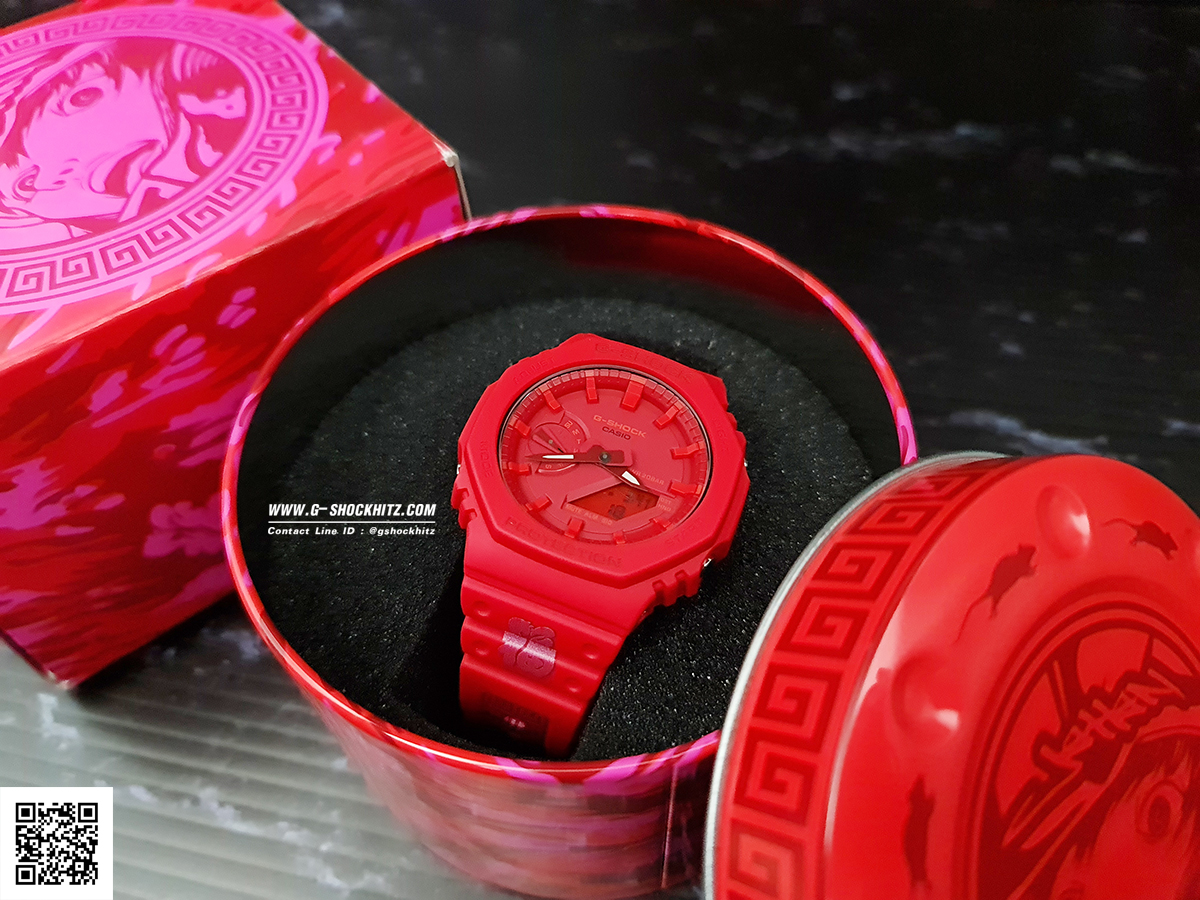 CASIO MID YEAR SALE G-SHOCK พร้อมส่ง นาฬิกาข้อมือ นาฬิกากันน้ำ นาฬิกาของแท้ ประกันศูนย์ CMG 1 ปี รุ่น GA-2100CNY-4 นาฬิกาสีแดง