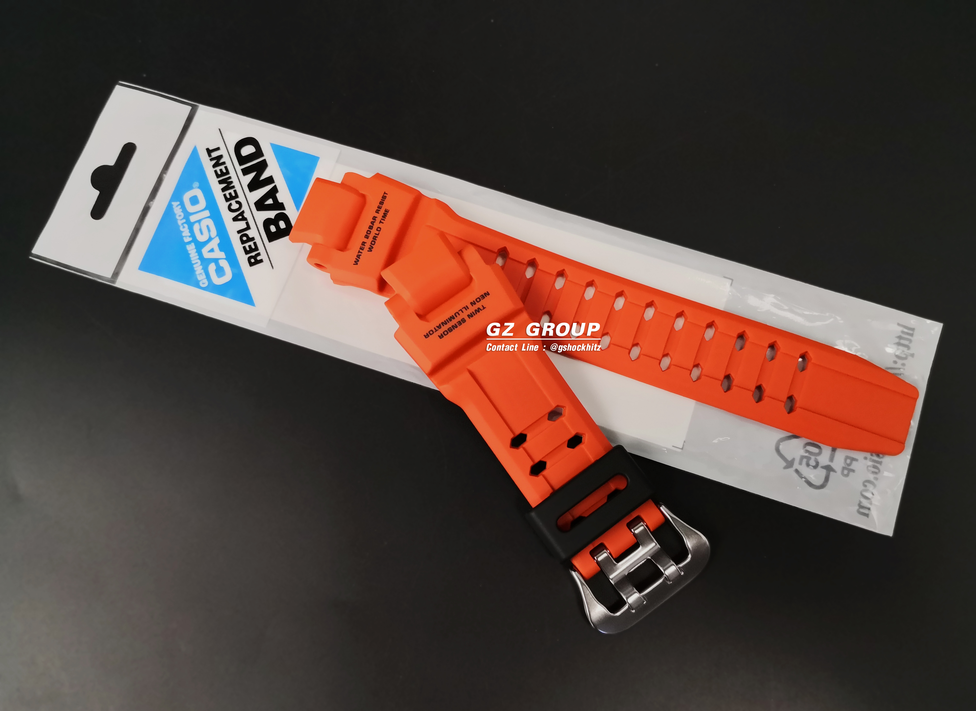 CASIO GENUINE FACTORY CASIO REPLACEMENT อะไหล่นาฬิกา G-SHOCK รุ่น GA-1000-4A กรอบสายสีส้ม