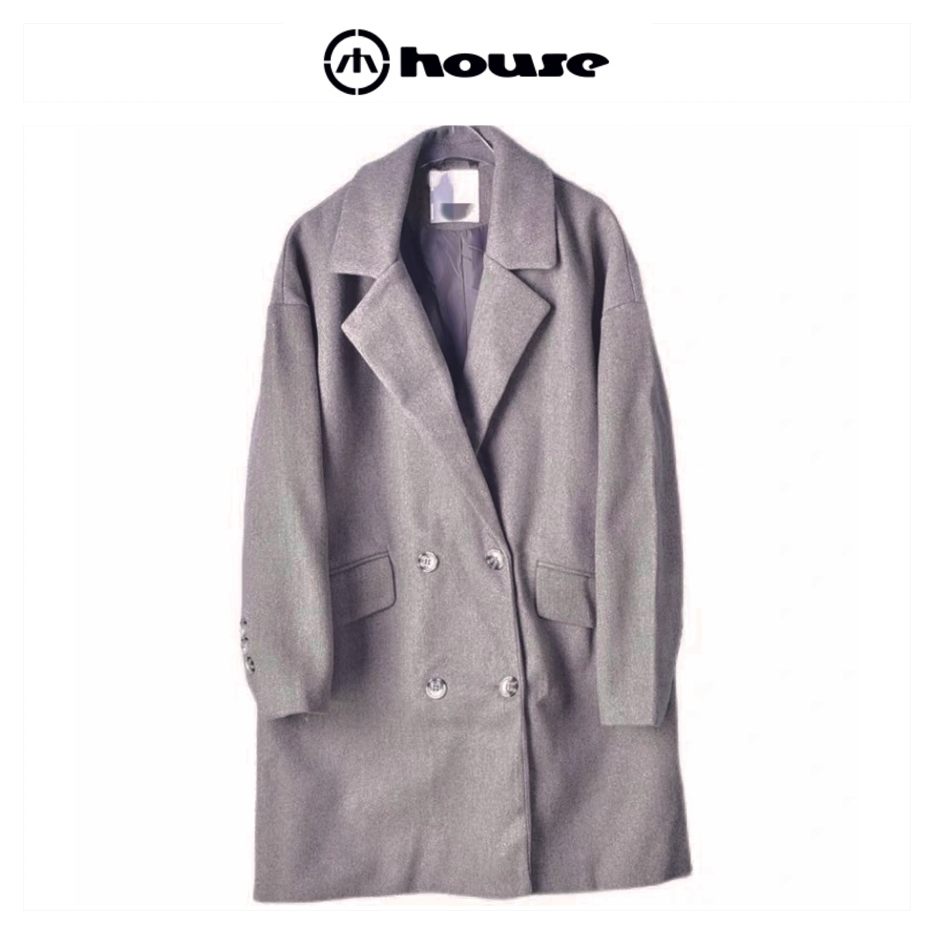 House brand เสื้อโค้ท เสื้อกันหนาว เนื้อผ้าสักหลาดวูล สีน้ำตาลอ่อน แบรนด์ HOUSE BRAND