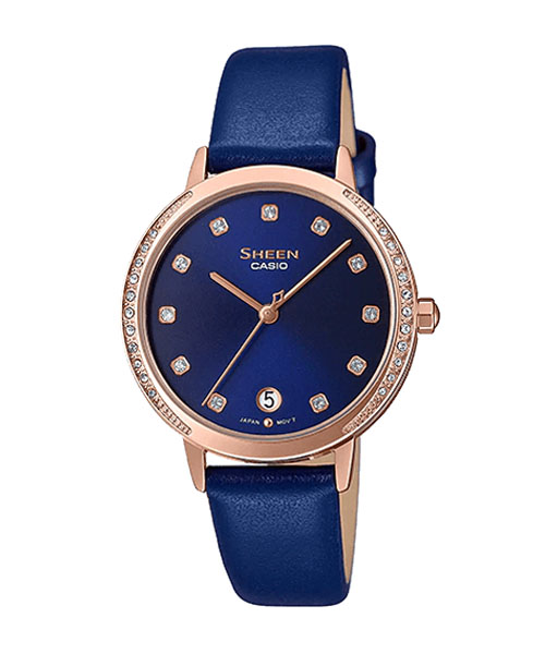 CASIO SHEEN นาฬิกาข้อมือ นาฬิกากันน้ำ นาฬิกาของแท้ ประกันศูนย์ CMG 1 ปี รุ่น SHE-4056PGL-2A นาฬิกาสีน้ำเงิน