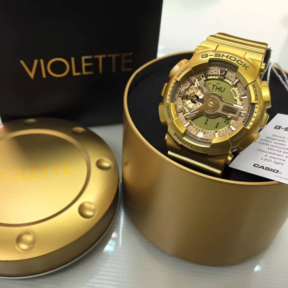 CASIO MID YEAR SALE G-SHOCK พร้อมส่ง นาฬิกาข้อมือ นาฬิกากันน้ำ นาฬิกาของแท้ ประกันศูนย์ CMG 1 ปี รุ่น GMA-S110VK-9ADR นาฬิกาสีทอง