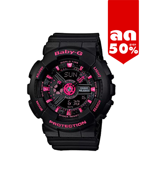 CASIO BABY-G นาฬิกาข้อมือ นาฬิกากันน้ำ นาฬิกาของแท้ ประกันศูนย์ CMG 1 ปี รุ่น BA-111-1A นาฬิกาสีดำ