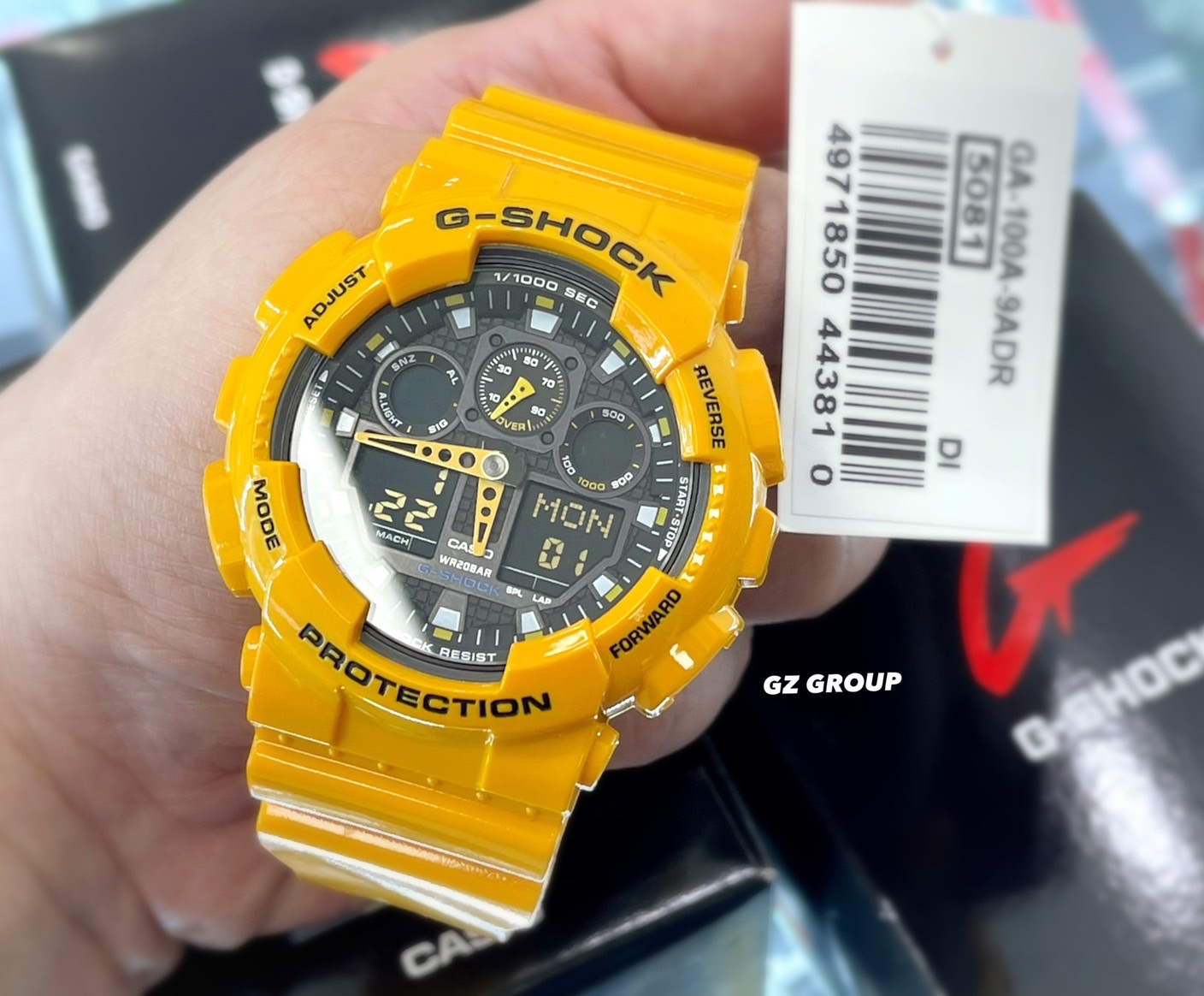 CASIO G-SHOCK นาฬิกาข้อมือ นาฬิกากันน้ำ นาฬิกาของแท้ ประกันศูนย์ CMG 1 ปี รุ่น GA-100A-9A นาฬิกาสีเหลือง